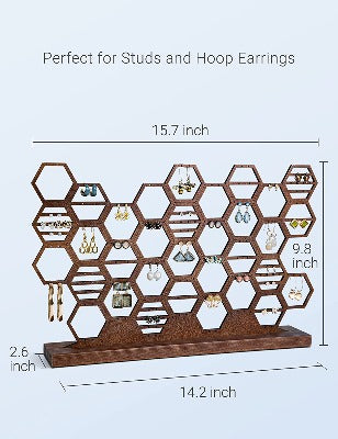 Amazon.com: ZEAYEA 51pcs 4 Tier Wood Earring Display Stand, Retail Jewelry Organizer  Stand with 50 Earring Cards, Ring Earring Holder Display Riser with Groove  For Jewelry Business Tabletop Shows Home Using :